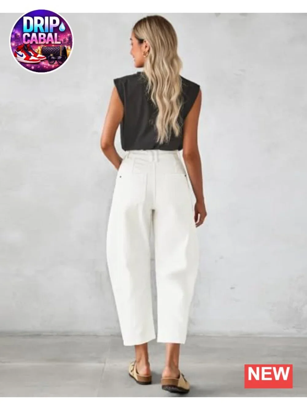 High Waist Barrel Jeans Women Cropped Wide Leg Relaxed Fit Stretchy Denim Pants